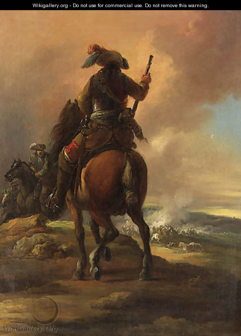 Cavalrymen on a Bluff above a Battle - Francesco Giuseppe Casanova