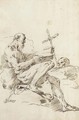 Saint Jerome seated in profile to the right - Francesco Fontebasso