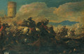 A Cavalry battle near a tower - Francesco Monti