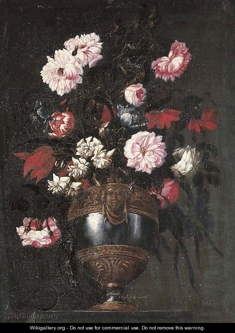 Peonies, roses, tulips and other flowers - Francesco Mantovano