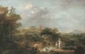 An Italianate river landscape with a herdsman and women fetching water - Francesco Zuccarelli