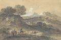 An extensive mountainous landscape with herdsmen - Francesco Zuccarelli