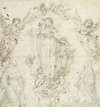 The Madonna As Protectress Of Siena With Saint Bernardino And Saint Catherine Of Siena - Francesco Vanni