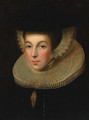 Portrait of a lady, bust-length, in a black dress with a ruff, wearing a black hat - (after) Willem Adriaensz Key