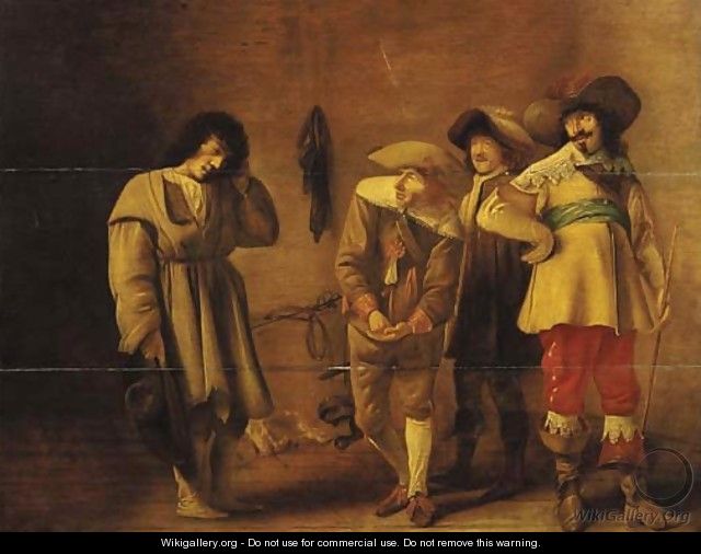 A youth mocked by officers in a guardroom - (after) Willem Cornelisz. Duyster