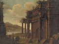 A capriccio of classical ruins with figures conversing - (after) Viviano Codazzi