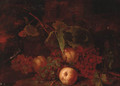 Grapes, peaches with vine leaves on a bank - (after) Tommaso Salini (Mao)