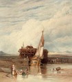A boat moored with figures in the foreground, Fort Rouge, Calais - (after) William Clarkson Stanfield