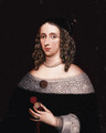 Portrait Of A Lady, Half-Length, In A Black Dress With White Lace Trim, Holding A Pocket Watch In Her Left Hand - (attr. to) Vliet, Willem van der