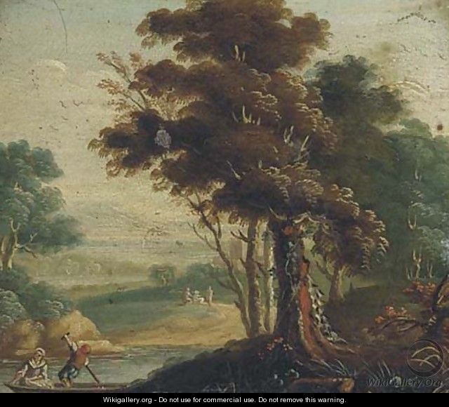 A river landscape with figures in a boat - (after) Willem Van Den Bundel
