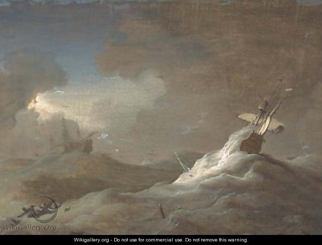 Shipping in stormy seas - (after) Willem Van De, The Younger Velde