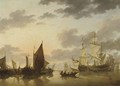 A Dutch three-master and other shipping in a calm - (after) Willem Van De, The Younger Velde