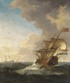 A Dutch frigate sailing in a fresh breeze, other ships beyond - (after) Willem Van De, The Younger Velde