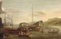 A Mediterranean galeasse and trading vessels unloading in an anchorage - (after) Willem Van De Velde
