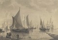 A crowded anchorage off the Low Countries - (after) Willem Van De Velde