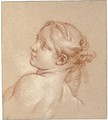 A girl, bust-length, her head tilted to the left - François Boucher