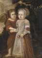 Portrait of a child accompanied by an Angel - (after) Wybrand Simonsz. De Geest