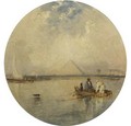 Fishing in the Nile, the pyramids beyond - (after) William James Muller