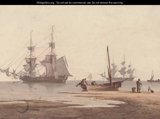 Merchantmen drying their sails offshore - (after) Joy, W.