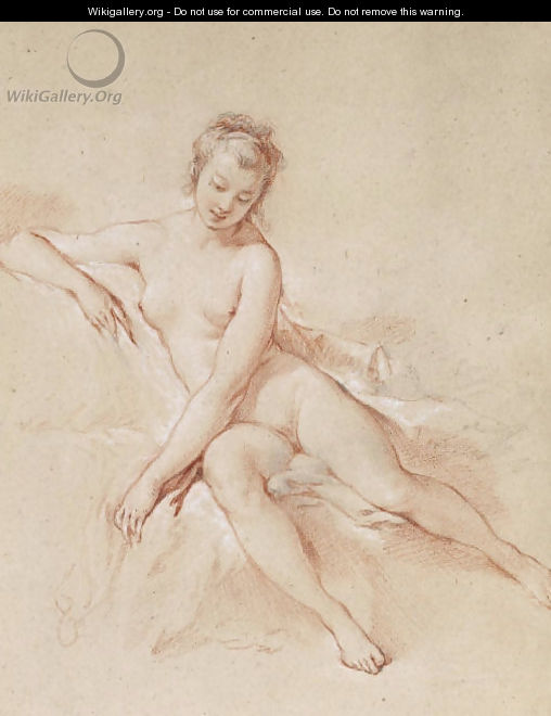 A seated female nude - François Boucher