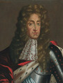 Portrait of James II (1633-1701), quarter-length, in armour and an ermine-lined robe and lace jabot - (after) Kneller, Sir Godfrey