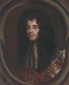 Portrait of Charles II (1630-1685), bust-length, in ceremonial robes and a lace jabot, feigned oval - (after) Kneller, Sir Godfrey