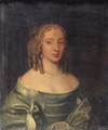 Portrait of a noblewoman, bust length, wearing a blue silk dress with grey wrap and pearl necklace - (after) Kneller, Sir Godfrey