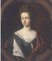Portrait of a lady, half-length, wearing a white and black dress with a red wrap, in a sculpted cartouche - (after) Kneller, Sir Godfrey