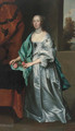 Portrait of Mary, Countess of Westmorland, full-length, in a grey satin dress and a blue wrap, with a sprig of blossom in her right hand - (after) Dyck, Sir Anthony van