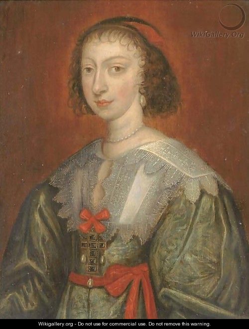 Portrait of King Charles I, half-length, in armour; and Portrait of Queen Henrietta Maria, half-length - (after) Dyck, Sir Anthony van