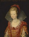 Portrait of Charlotte-Marguerite de Montmorency, Princess of Conde , bust-length, in a red dress with slashed sleeves and a white ruff, and red ribbon - (after) Sir Peter Paul Rubens