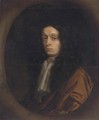 Portrait of a gentleman, bust-length, in a brown cloak and lace jabot, in a feigned oval - (after) Sir Peter Lely