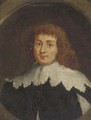 Portrait of a gentleman, bust-length, in a black jacket and a white collar, in a feigned oval - (after) Sir Peter Lely