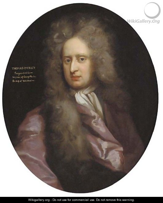 Portrait of Thomas Morley, bust-length, in a plum coloured cloak - (after) Kneller, Sir Godfrey