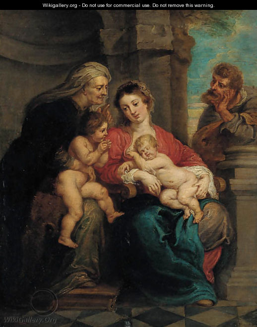 The Holy Family with Saint Anne and the Infant Saint John the Baptist - (after) Sir Peter Paul Rubens