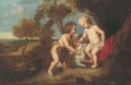 The Christ Child and the Infant Saint John the Baptist in a landscape - (after) Sir Peter Paul Rubens