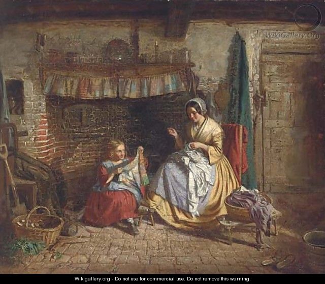 The sewing lesson - (after) Thomas Webster