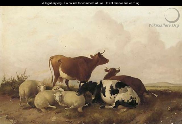 Cattle in a water meadow - (after) Thomas Sidney Cooper