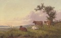 Cattle in a landscape, sunset - (after) Thomas Sidney Cooper