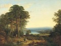 An extensive wooded landscape, with figures in the foreground and a lake beyond - (after) Gainsborough, Thomas