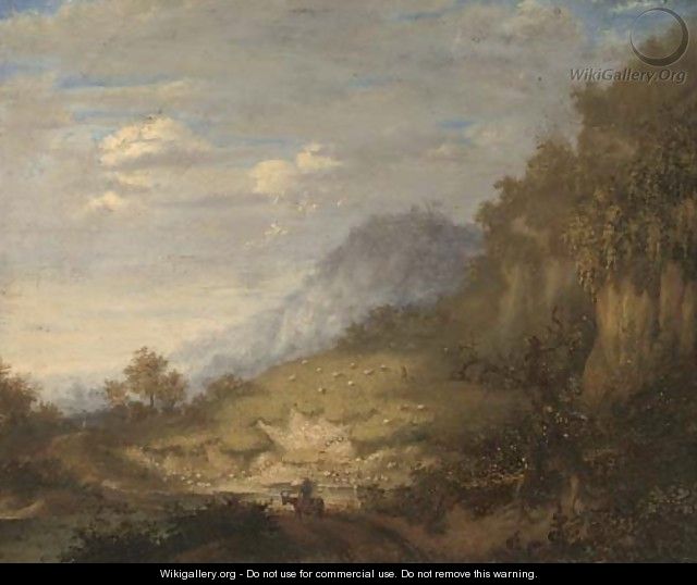 Wooded landscape with a figure and donkey - (after) Gainsborough, Thomas