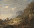 Wooded landscape with a figure and donkey - (after) Gainsborough, Thomas