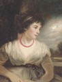 Portrait of a girl, half-length, in a white dress, a moonlit landscape beyond - (after) Gainsborough, Thomas