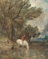A wooded landscape with a boy watering a grey pony - (after) Gainsborough, Thomas