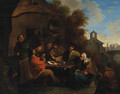 Peasants seated at a Table before an Inn - (after) Richard Brackenburgh