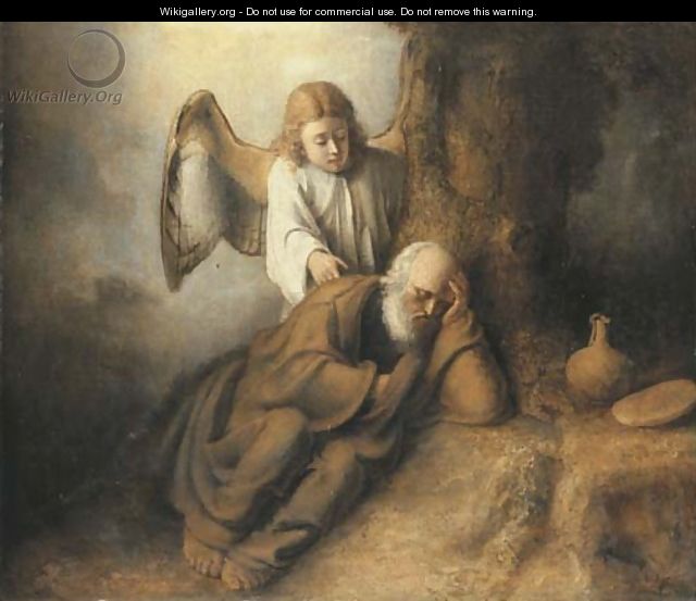 Elijah visited by an Angel - (after) Rembrandt Van Rijn
