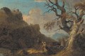 A mountainous landscape with figures resting by a tree - (after) Rosa, Salvator