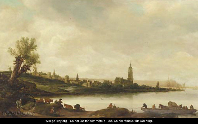 A view of Rhenen from the South West - (after) Salomon Van Ruysdael