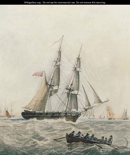 A brig running up the Channel - (after) Robert Cleveley