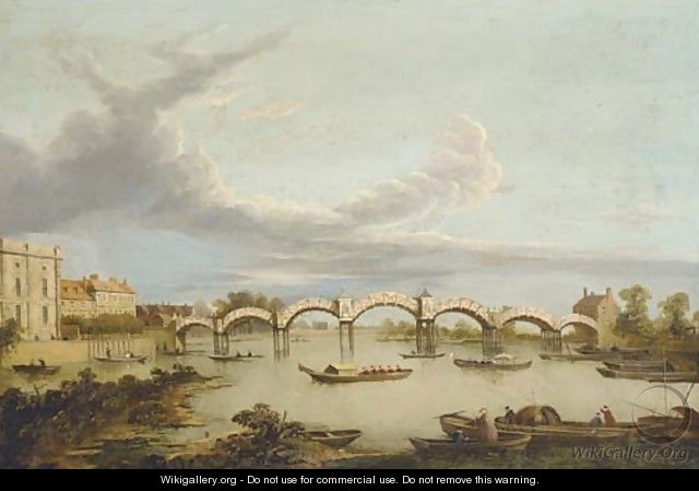 The Pagoda Bridge at Hampton Court - (after) Samuel Scott